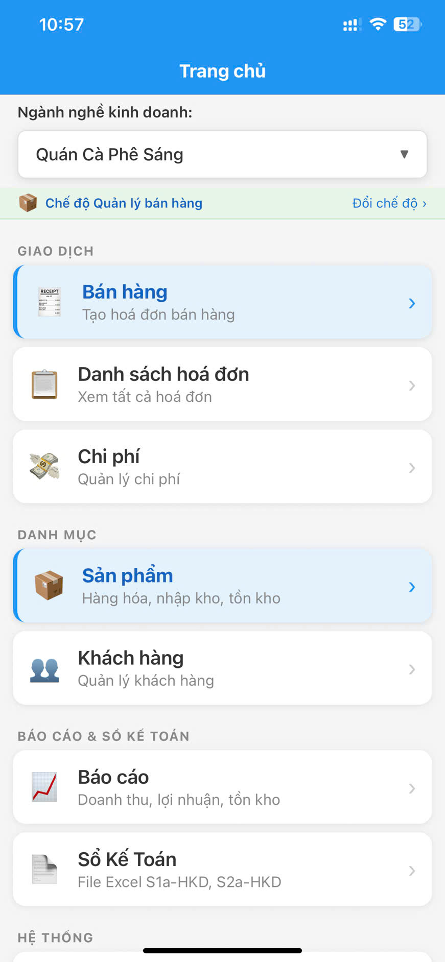 Tính năng quản lý bán hàng và tồn kho